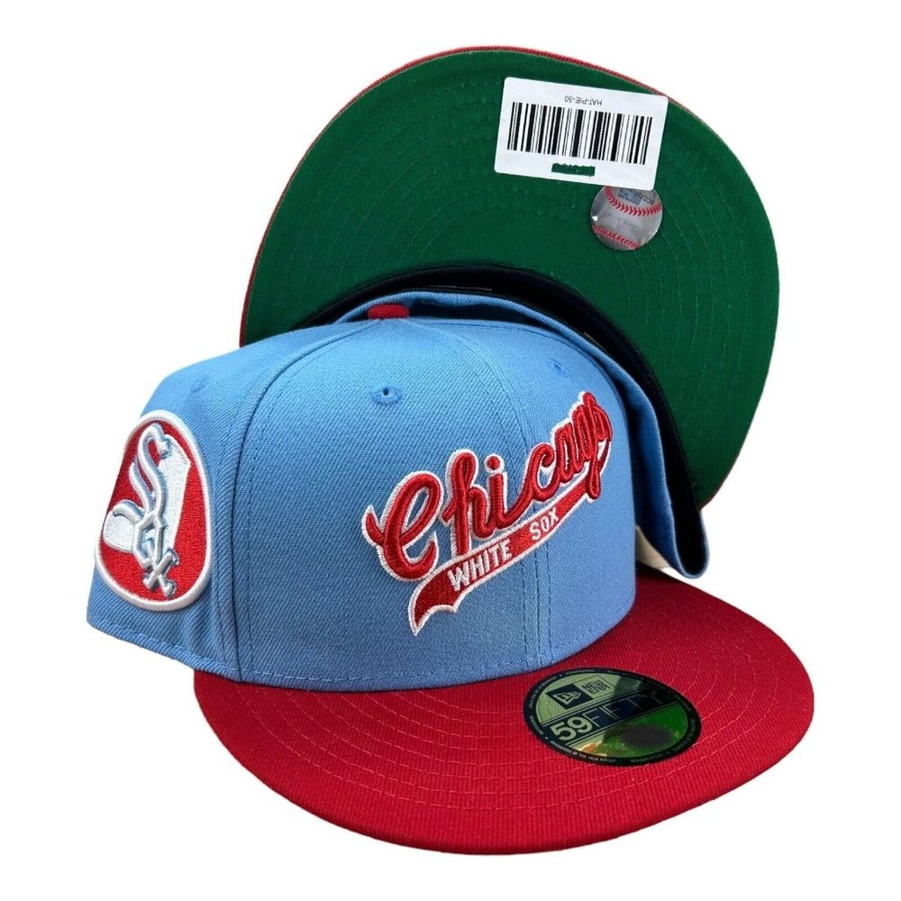 New Era Chicago White Sox Sky Blue MLB 59FIFTY Fitted Hat Size 7 Side Patch